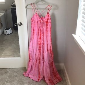 Seaton pink and red tie dyed maxi dress